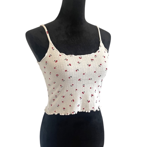 Cherry Print Cami with Ruffled Edges & Adjustable Straps - Picture 3 of 5